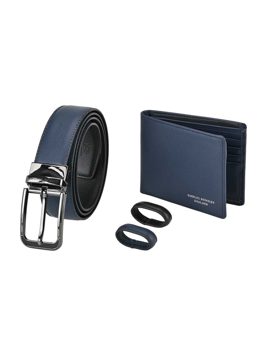Nappa Leather Wallet & Gun Metal Buckle Belt Gift Set